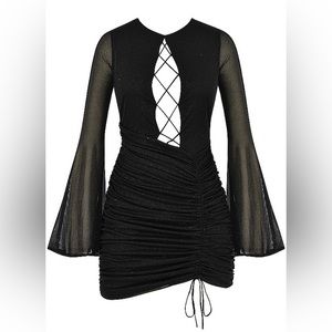 Mistress Rocks | Dresses | Nwt Dance Black Sparkle Lace Up Mini Dress ...